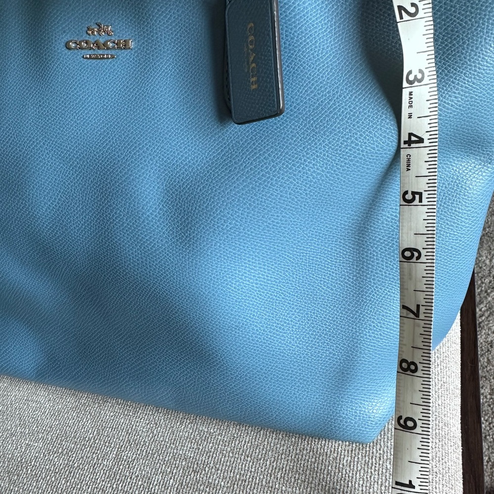 Coach Light Blue Leather Tote with Signature Tag - Picture 6 of 8